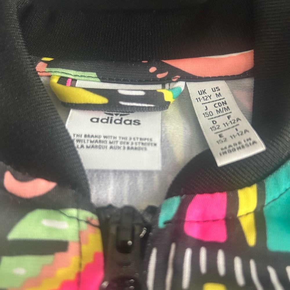Adidas Girls Full Zip Track Jacket, Multicolored (M, 10-12) - Picture 2 of 3